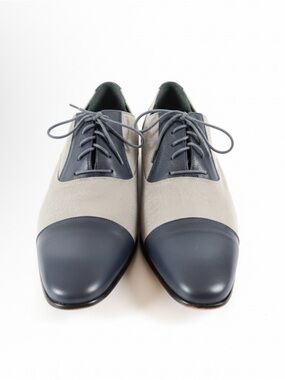 Men's Two-Tone Italian shoes.Uomo shoes stitched by hand . Gray & Navy